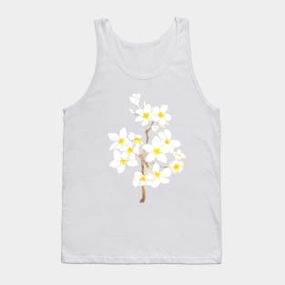 white Plumeria  frangipani flowers  ink and watercolor Tank Top